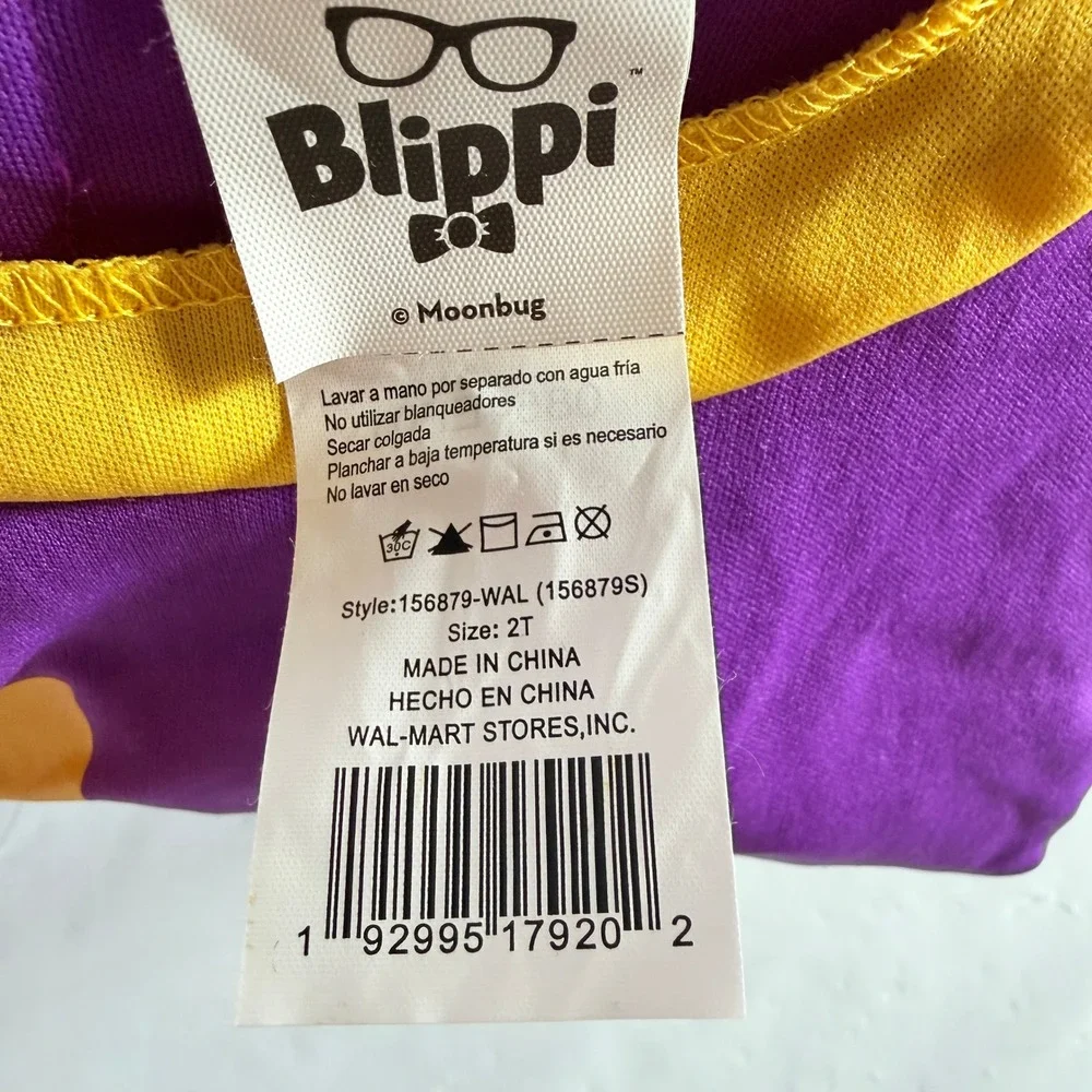 Blippi Meekah Toddler Costume Jumpsuit Headpiece 2T NWT